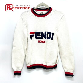 FENDI フェンディ FAE137 ロゴ プルオーバーニット フィラ コラボ セーター ニット コットン レディース ホワイト 【中古】