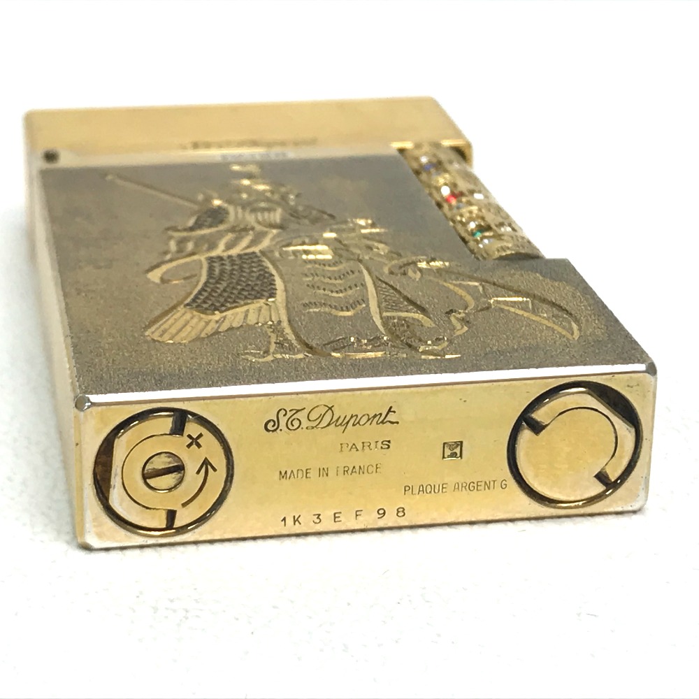 S.T.Dupont エス･テー･デュポン カスタム 彫刻 ラインストーン付き ライター 真鍮 メンズ ゴールド 【中古】 | ブランドショップ　 リファレンス