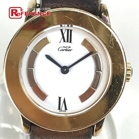 CARTIER カルティエ 1801 ヴィンテージ マストロンド ヴェルメイユ 腕時計 SV925 /レザーベルト レディース ゴールド 【中古】