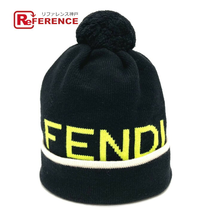 楽天市場】FENDI フェンディ FXQ056 ボンボン付 ロゴ ニットキャップ 