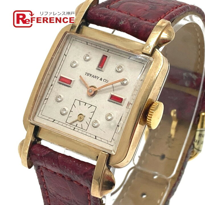 楽天市場 Tiffany Co ティファニー スクエア 8pダイヤ 3pルビー 手巻き アンティーク 腕時計 Gp メンズ ゴールド 中古 ブランドショップ リファレンス