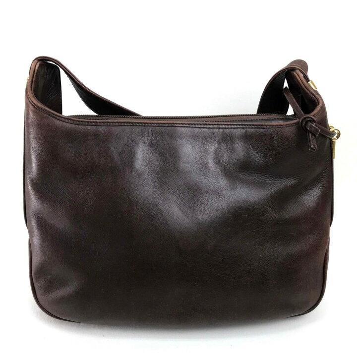 BALLY バリーダークブラウン型押レザー バッグショルダーベルト付き 
