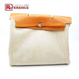 HERMES エルメス 2WAY ハンドバッグ エールバッグMM カバン ショルダーバッグ トワルオフィシェ/レザー レディース ブラウン ブラウン系×ナチュラル 【中古】