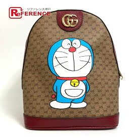 GUCCI グッチ 647816 GGスプリーム ドラえもん x GUCCI スモール バックパック カバン リュックサック PVC/レザー ユニセックス ベージュ×レッド 【中古】