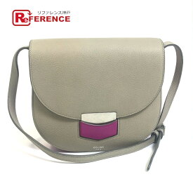CELINE セリーヌ バイカラー トロッター スモール 斜め掛け 肩掛け ショルダーバッグ レザー レディース グレー×パープルピンク 【中古】