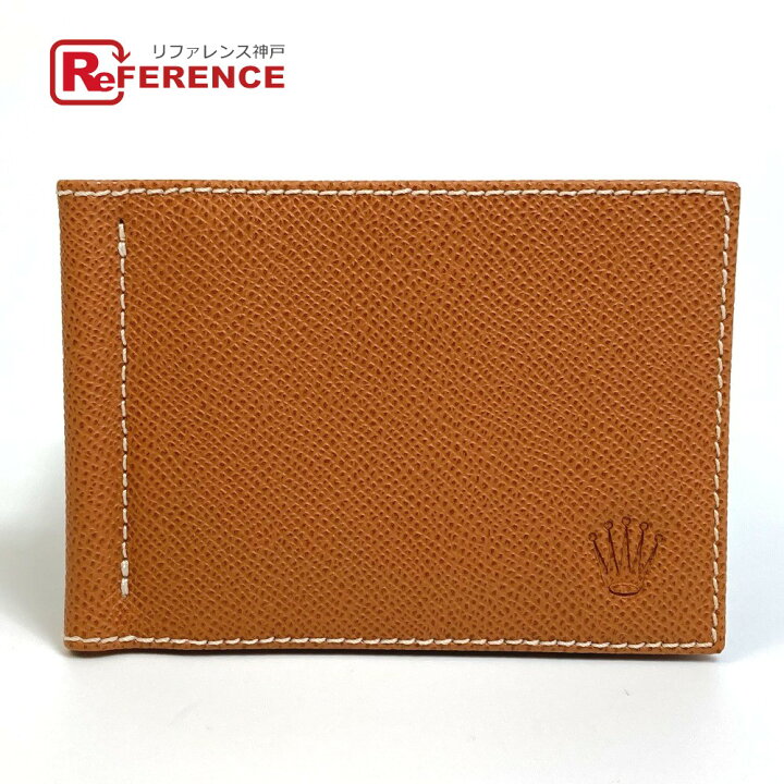 ロレックス非売品ブラウンレザー 二つ折り財布 ロゴあり