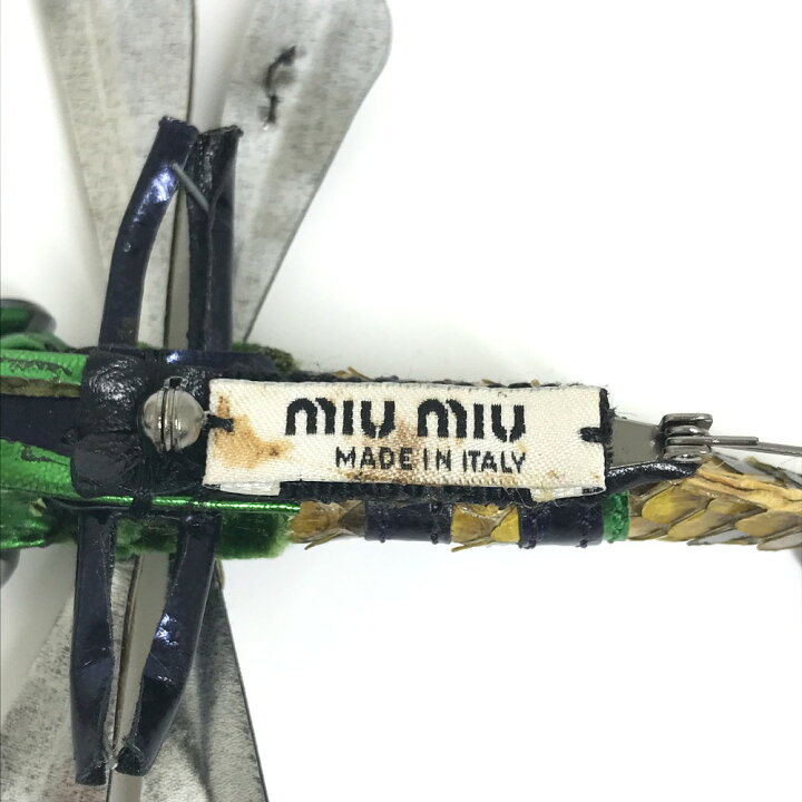 楽天市場】MIUMIU ミュウミュウ トンボ アクセサリー ブローチ レザー 