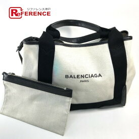 BALENCIAGA バレンシアガ 339933 カバS カバン ロゴ トートバッグ ハンドバッグ キャンバス/レザー レディース ホワイト×ブラック 【中古】