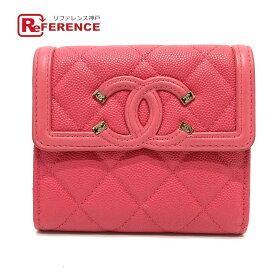 CHANEL シャネル AP0375 CC フィリグリー マトラッセ 中長財布 3つ折り財布 キャビアスキン レディース ピンク系 【中古】