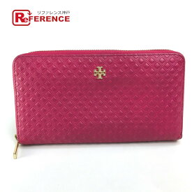 Tory Burch トリーバーチ ロゴ ダイヤモンド柄 長財布 レザー レディース ピンク 【中古】