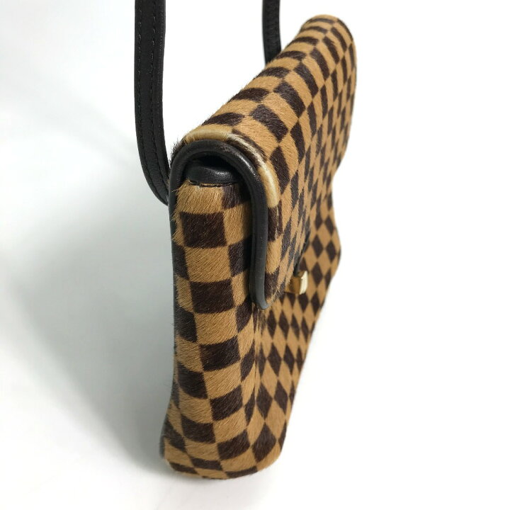LOUIS VUITTON ダミエ ショルダーバッグ ハラコ ソバージュ ガゼル 