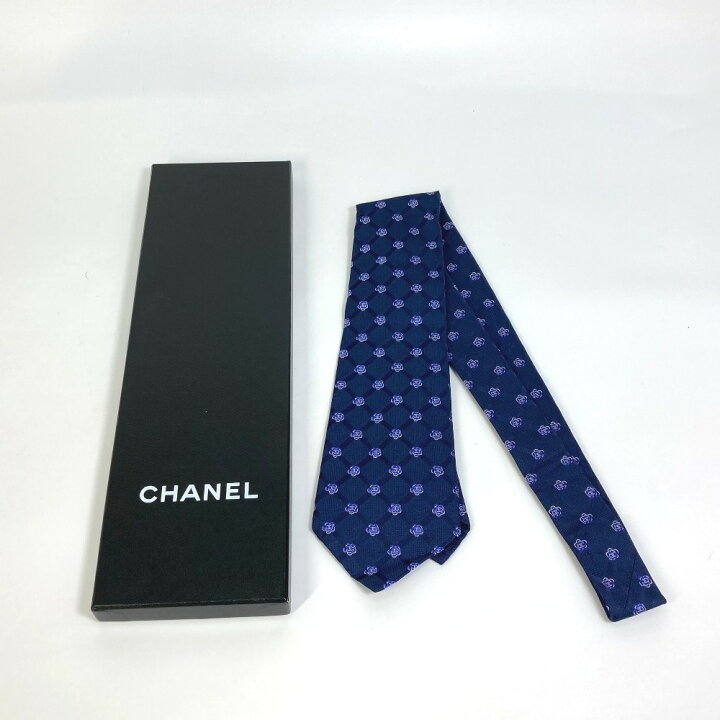 楽天市場】CHANEL シャネル カメリア 総柄 ココマーク ネクタイ シルク 