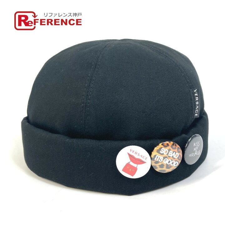 楽天市場 Versace ヴェルサーチ 缶バッジ付き セーラ帽子 帽子 コットン ユニセックス ブラック グレー 中古 ブランドショップ リファレンス