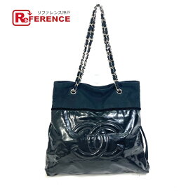 CHANEL シャネル 肩掛け トートバッグ カバン チェーン ショルダーバッグ トートバッグ エナメル レディース ブラック 【中古】