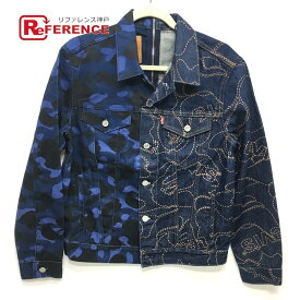 A BATHING APE アベイシングエイプ ベイプ×リーバイス コラボ COLOR CAMO TRUCKER JACKET トラッカージャケット デニムジャケット コットン /牛革 メンズ ブルー ブルー 未使用 【中古】