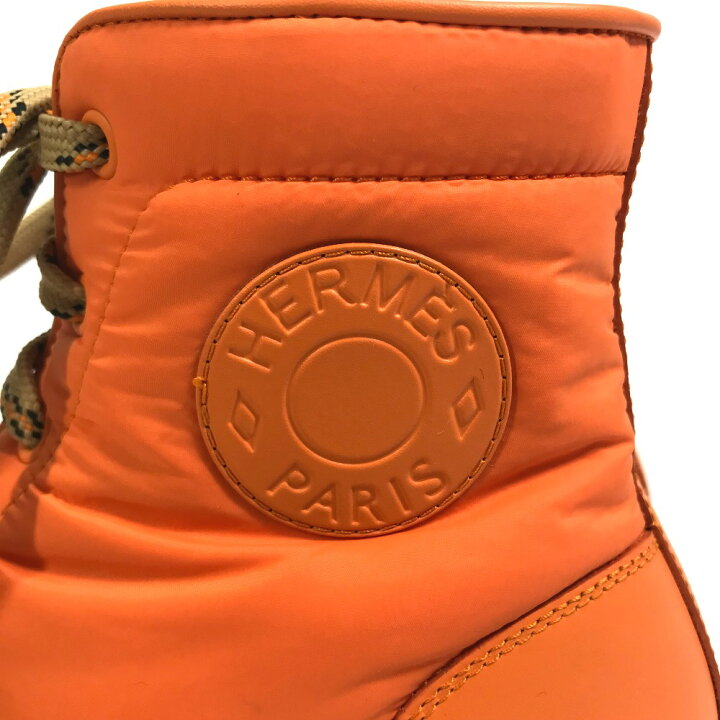 楽天市場】HERMES エルメス 編み上げ ハイカット ロゴ ブーツ ナイロン 