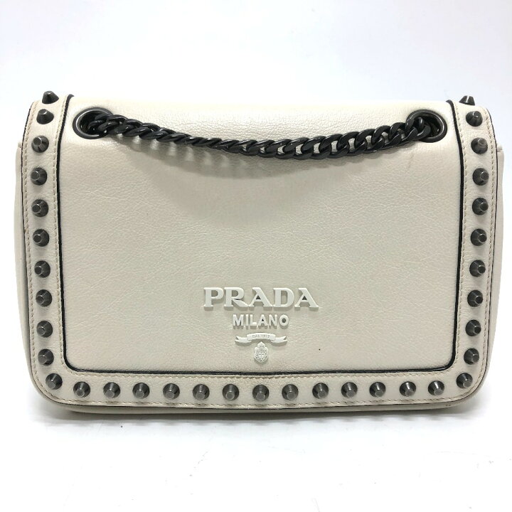 楽天市場】PRADA プラダ 1BD147 ロゴ スタッズ チェーンショルダー 