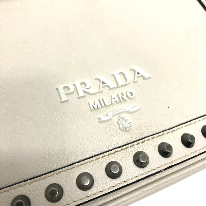 楽天市場】PRADA プラダ 1BD147 ロゴ スタッズ チェーンショルダー  