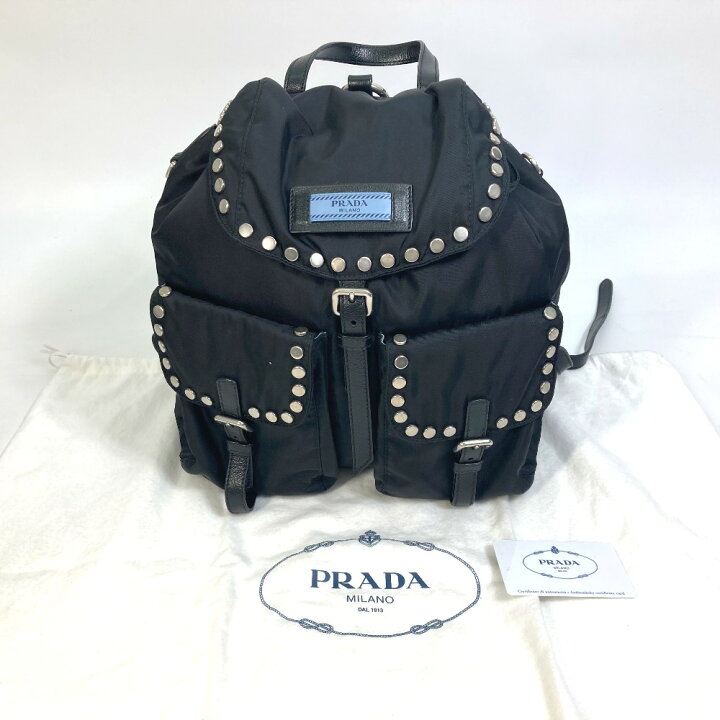 楽天市場】PRADA プラダ 1BZ811 ロゴ スタッズ バックパック カバン  