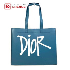 Dior ディオール ロゴ ショーンステューシーコラボ カバン ハンドバッグ トートバッグ レザー メンズ ブルー 【中古】