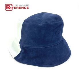FENDI フェンディ FXQ801 ロゴ バイカラー ハット帽 帽子 バケットハット ボブハット ハット ゴートスキン メンズ ブルー 【中古】
