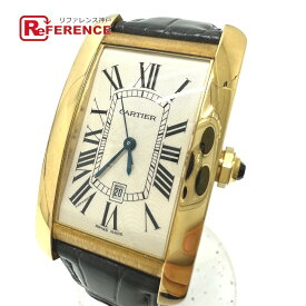 CARTIER カルティエ W2603156 タンクアメリカン LM 自動巻き デイト 腕時計 K18 /レザーベルト メンズ ゴールド 【中古】