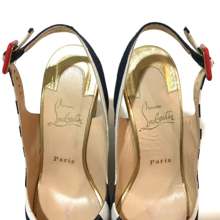 ルブタン Une 不安定 Plume slingback 140 ウエッジ サンダル 