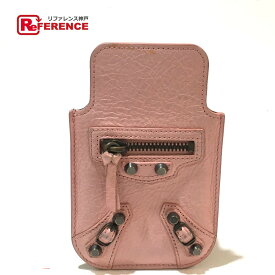 BALENCIAGA バレンシアガ 240584 スマートフォンケース レザー レディース ピンクベージュ 【中古】