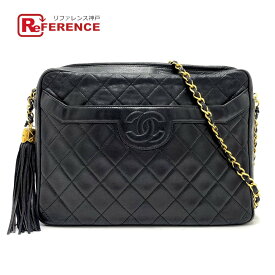 CHANEL シャネル CC ココマーク マトラッセ フリンジ カバン チェーン ヴィンテージ ショルダーバッグ ラムスキン レディース ブラック 【中古】