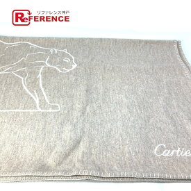 CARTIER カルティエ パンテール ヒョウ 豹 毛布 ひざ掛け インテリア ブランケット ウール/カシミヤ レディース ベージュ 未使用 【中古】