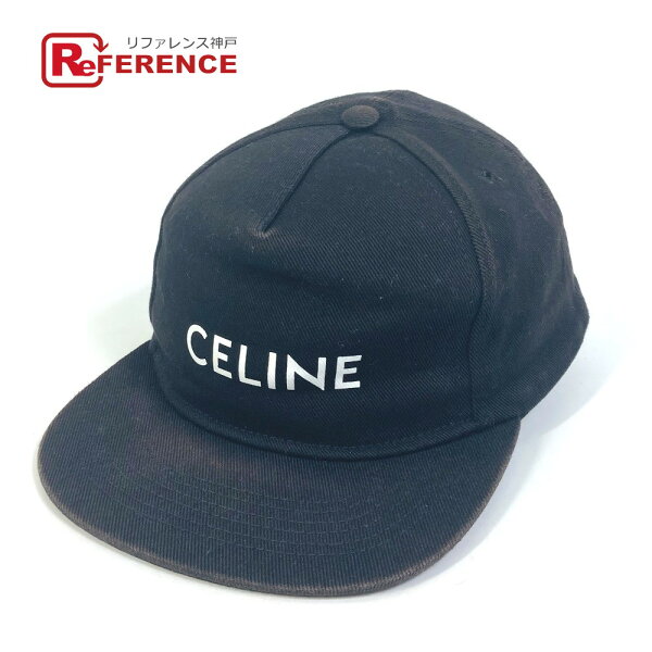 CELINE セリーヌ  帽子 ロゴ ハット ベースボールキャップ キャップ コットン  ユニセックス ブラック 【中古】