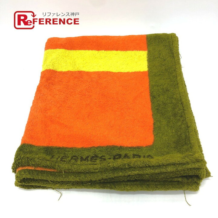 楽天市場】HERMES エルメス Hロゴ ビーチタオル ブランケット コットン  