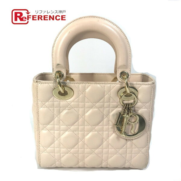 Dior ディオール  ショルダーバッグ 斜め掛け カバン レディディオール Ladydior ミニ 2WAYバッグ ハンドバッグ レザー  レディース ピンクベージュ ベージュ 【中古】