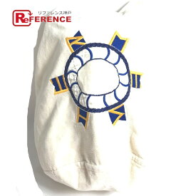 HERMES エルメス マリン柄 巾着 パイル カバン ショルダーバッグ コットン レディース ホワイト 【中古】