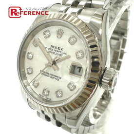 ROLEX ロレックス 179174G デイトジャスト クリスタル 10PD 自動巻き 腕時計 SS/WG レディース シルバー 新品同様 【中古】