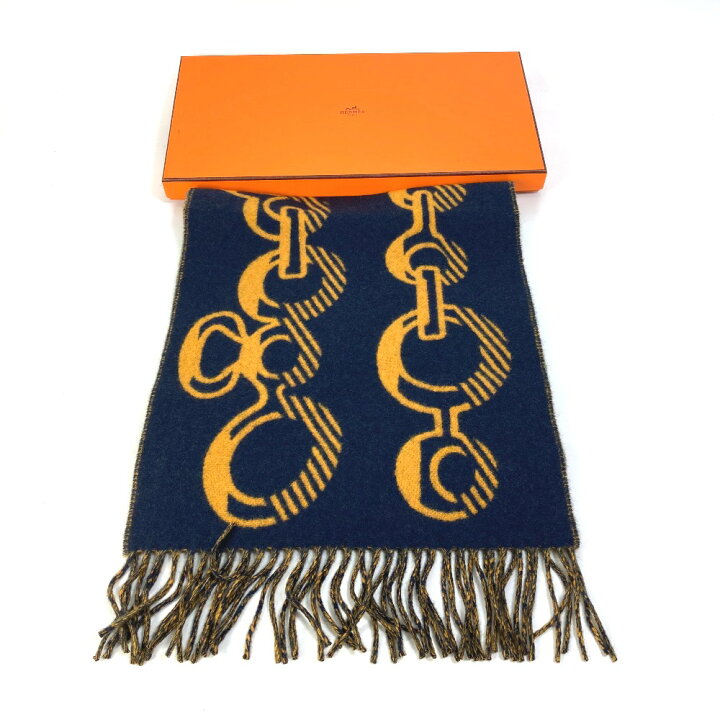 楽天市場】HERMES エルメス ドレ バックル フリンジ マフラー カシミヤ  