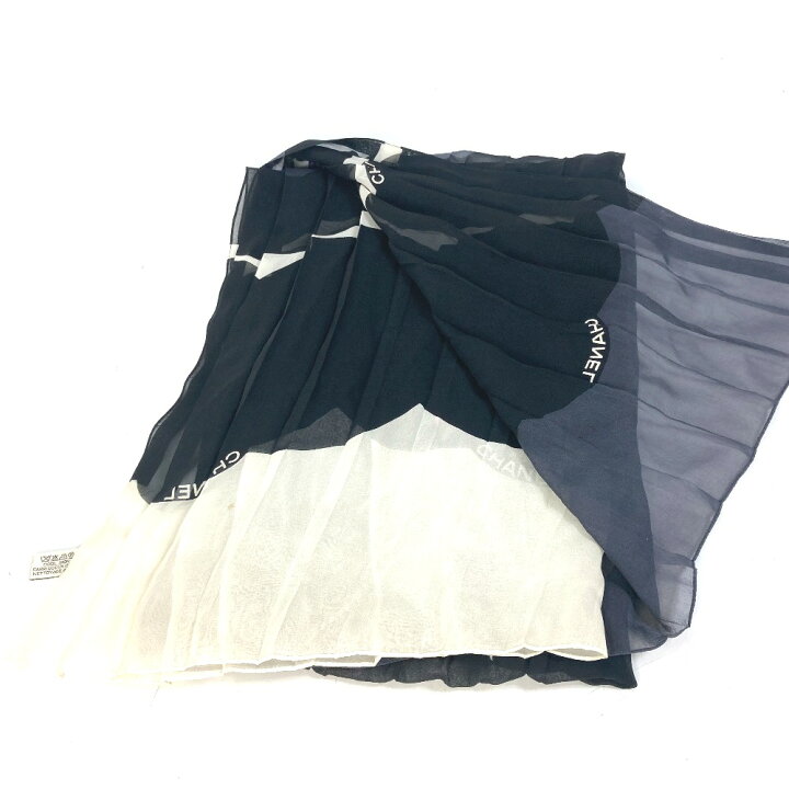 楽天市場】CHANEL シャネル ショール ロゴ バイカラー ストール 