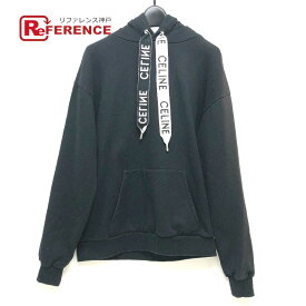 CELINE セリーヌ 2Y468670Q ロゴ紐 フード フーディー スウェット アパレル パーカー コットン メンズ ブラック 【中古】