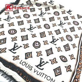 LOUIS VUITTON ルイヴィトン M00421 レオパード 豹柄 ヒョウ モノグラム エトール・ワイルドアットハート マフラー ストール ショール ウール レディース ブラウン 【中古】