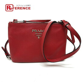 PRADA プラダ 1BH046 ロゴ 斜め掛け ショルダーバッグ レザー レディース レッド 【中古】