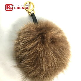 FENDI フェンディ ポンポンチャーム バッグチャーム キーホルダー ファー レディース ブラウン 【中古】