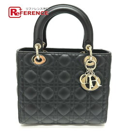 Dior ディオール M0565ONGE レディディオール LADY DIOR バッグ ミディアム 2WAY カバン ハンドバッグ レザー レディース ブラック 新品同様 【中古】