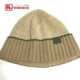 LOEWE ロエベ アナグラムロゴ ビーニー 帽子 ニット帽 ニットキャップ ニット帽 ウール レディース ベージュ 【中古】