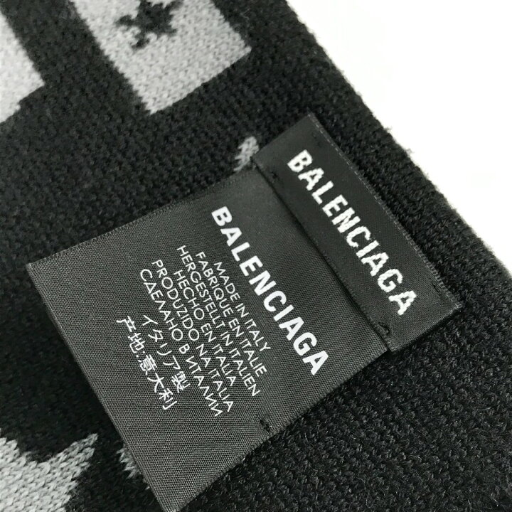 楽天市場】BALENCIAGA バレンシアガ ロゴ フリンジ マフラー ウール 