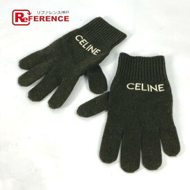 CELINE セリーヌ 2AC55588S ロゴ エンブロイダリー 手袋 グローブ ウール メンズ カーキ 【中古】