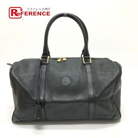 FENDI フェンディ FFロゴ ハンドバッグ ボストンバッグ レザー レディース ブラック 【中古】