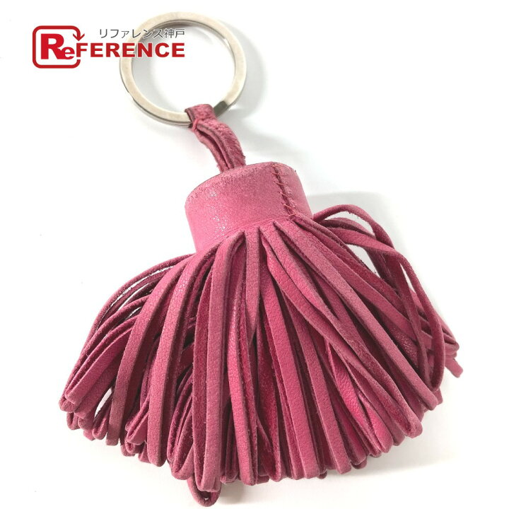 HERMES 囲え エルメス カルメン ピンク レザー タッセル キーリング  