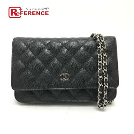 CHANEL シャネル AP0250 マトラッセ ココマーク クラシック チェーンウォレット 斜め掛け カバン ショルダーバッグ キャビアスキン レディース SV金具 ブラック 未使用 【中古】