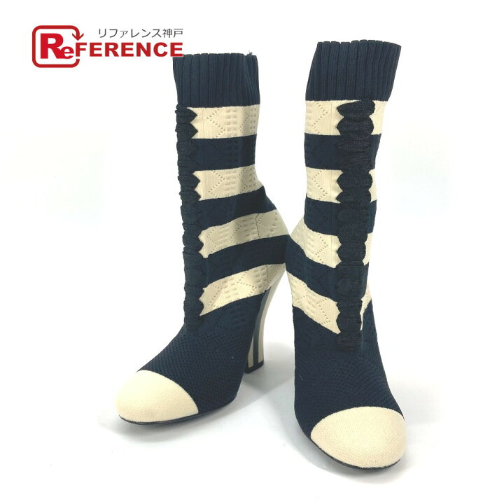 楽天市場】FENDI フェンディ ニットブーツ ボーダー 靴 ショートブーツ  