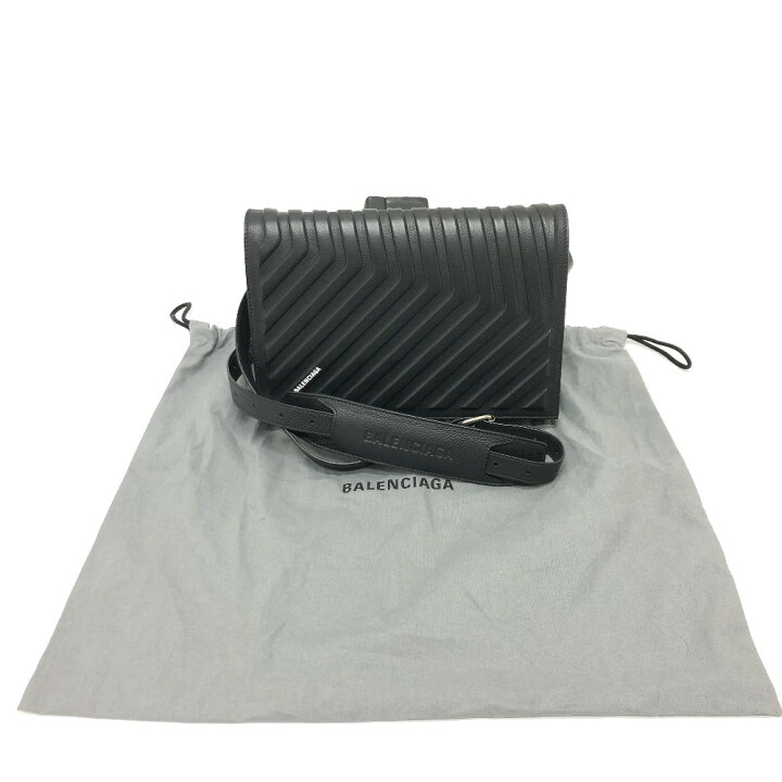 BALENCIAGA CAR FLAP ダークグレー レザー ショルダーバッグ 